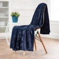 thumbnail image 2 of Chanasya Cable Knit Embossed Faux Fur Throw Blanket - Reverse Mink Modern, Comteporary, Elegant, Super Soft, Warm and Cozy for Bed, Couch, Living Room and Bedroom Home Décor (50x65 Inches) Blue, 2 of 6