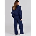 thumbnail image 4 of Women 2 Piece Outfits Sweatsuit Set 2023 Fall Oversized Half Zip Sweatshirt Wide Leg Sweatpant Lounge Set Tracksuit, 4 of 5