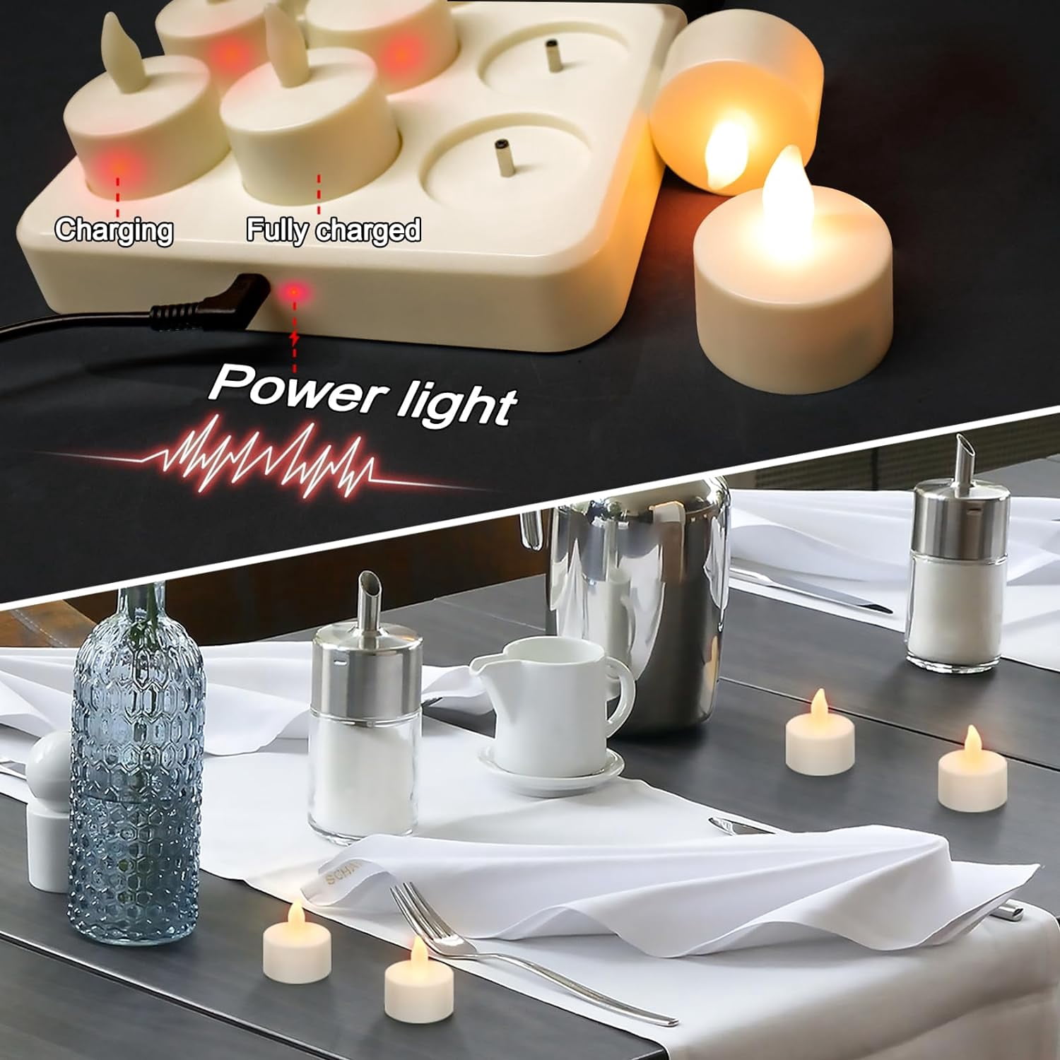HL Rechargeable Tea Lights Flameless Candles with Remote,Flickering LED Candles with Timer Battery Operated Candles,for Home Seasonal Halloween Decor Flameless Centerpiece Table Decorations,6 Pack