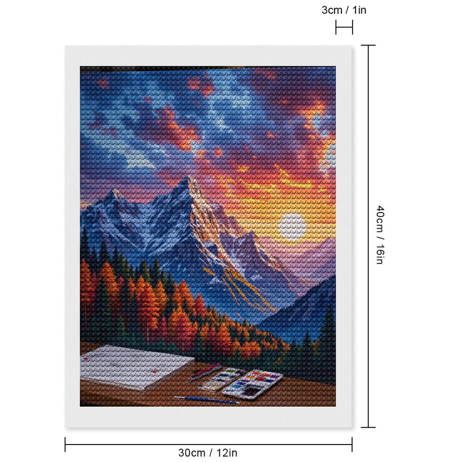 Diamond Art Kits for Adults - Mountain Sunset Art Canvas Painting 5d Diamond Painting for Adults, Diamond Art for Adults Beginners, Frameless Diamond Painting Kits for Adults for Home Wall Decor