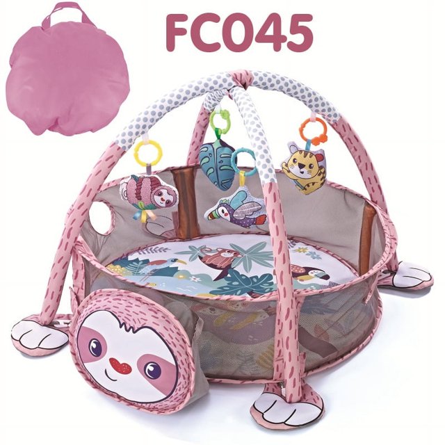 Manta de juego con estante de ejercicios tres en uno para bebés, alfombra de gateo con dibujos de animales para bebés, piscina de bolas con forma de tortuga