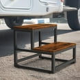 thumbnail image 6 of Wood and Metal 2 Step Stool for Adults & Kids – Heavy Duty Step Stools, 500 Lbs Capacity Non-Slip Stepping Stool for High Beds, Kitchen, Bathroom, Closet, Durable Foot Stool for Home Use Brown, 6 of 7