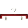 thumbnail image 2 of International Hanger Deluxe Wooden Bottom Hanger w/Clips, Cherry Finish with Brushed Chrome Hardware, Box of 50, 2 of 3