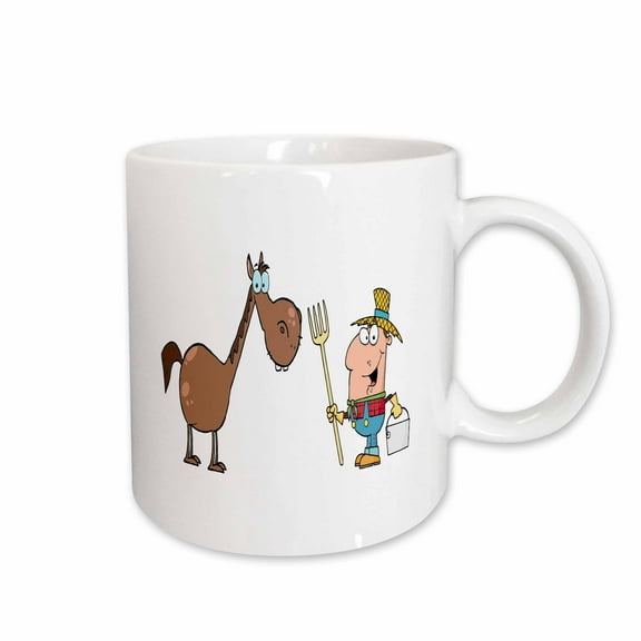 3drose, Funny Farmer with Horse, 15oz Mug