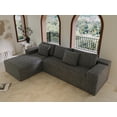 thumbnail image 3 of 104.3" L-Shaped Corduroy Sectional Sofa , No-Assembly Modular Couch, Deep Seat Recliner Lounge with 2 Pillows，Living Room & Bedroom, Gray, Left, 3 of 7