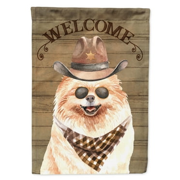 Carolines Treasures CK6324GF Pomeranian Country Dog Flag Garden Size  Small multicolor