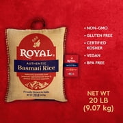 Authentic Royal Naturally Aged Indian White Basmati Rice, Long-Grain, Gluten-free - 20 lb. Bag