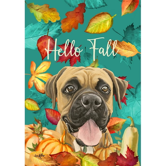 Boxer Uncropped - Hippie Hound Studios Fall Garden Flag