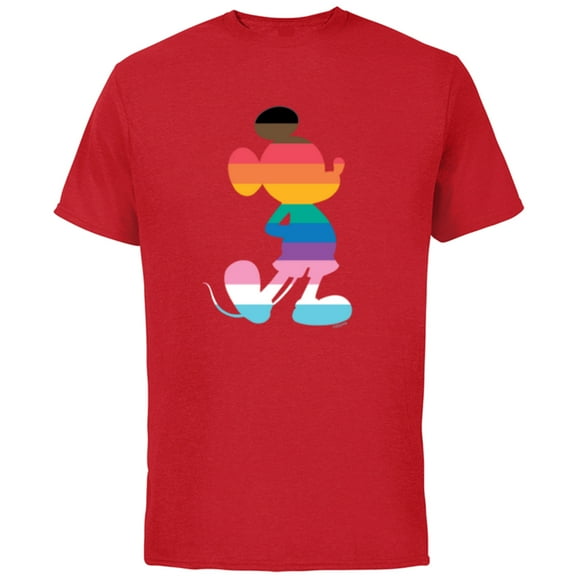 Disney Mickey Mouse Pride Inclusive Pose Rainbow Icon Fill - Short Sleeve Cotton T-Shirt for Adults - Customized-Red