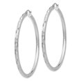 thumbnail image 2 of 14k White Gold Diamond-cut Hoop Earrings 14k White Gold Earrings, 2 of 4