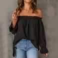 thumbnail image 2 of Women Summer Fashion One Neck Top Spring Solid Color Pullover Sexy Off Shoulder Top T Shirt, 2 of 2