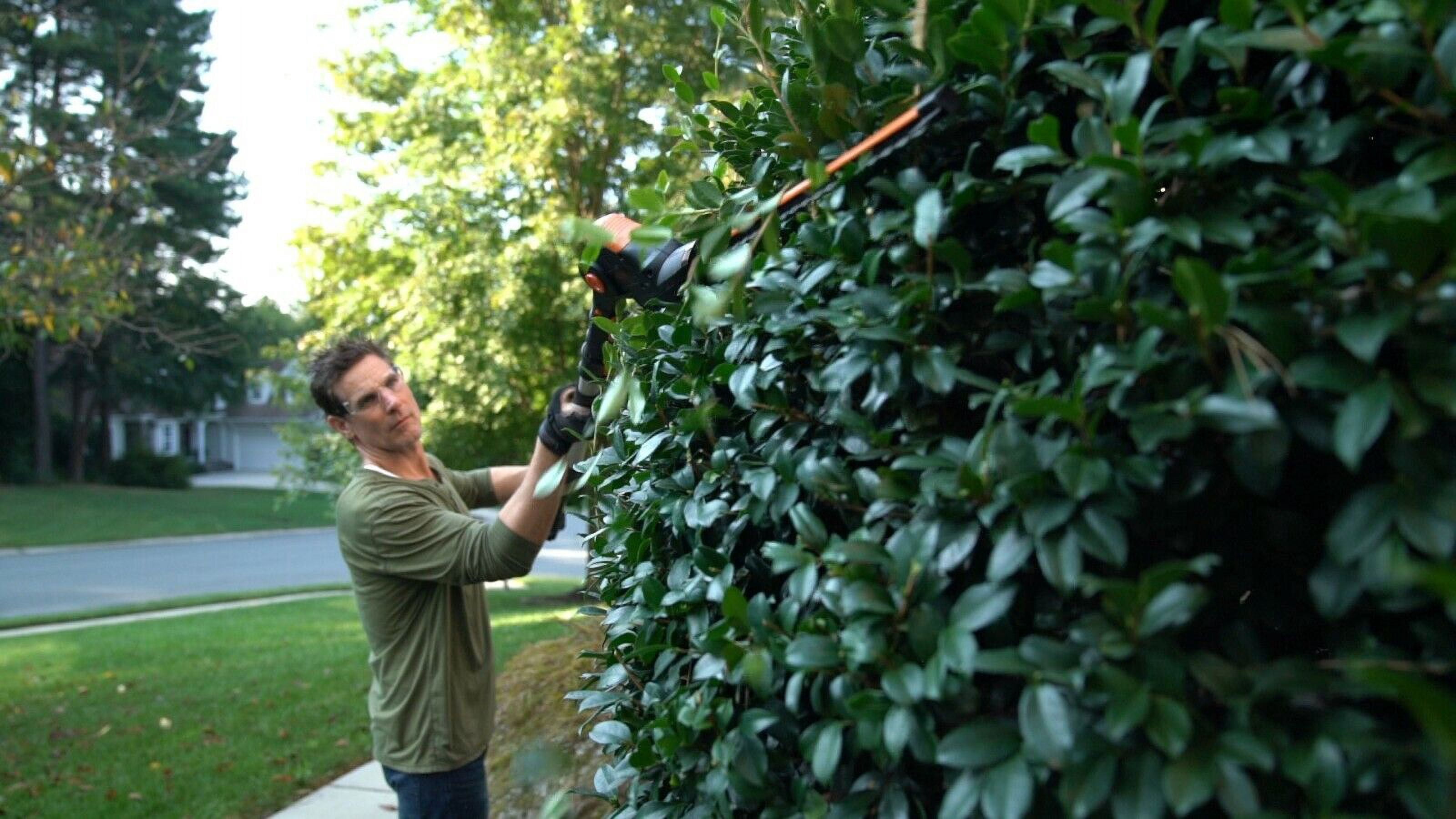 Restored Worx WG252 20" - 20V Pole Hedge Trimmer with 13' Reach, 10-Position Head, Rotating Handle (Refurbished)