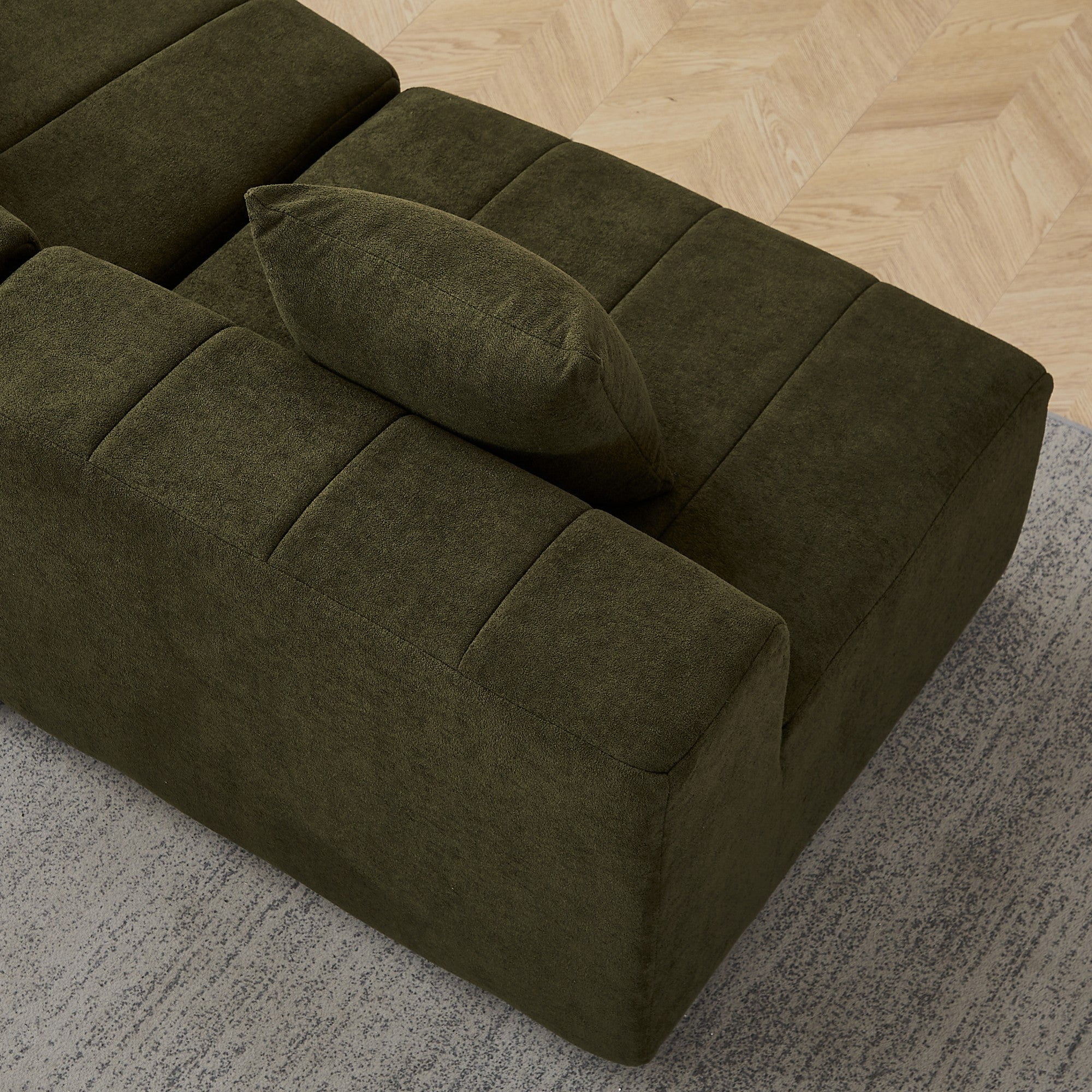 Sailvan Chenille Curved Sectional Sofa, Modern Modular Circular Sofa with Piano Key Design, No Assembly Required Cloud Couch Green