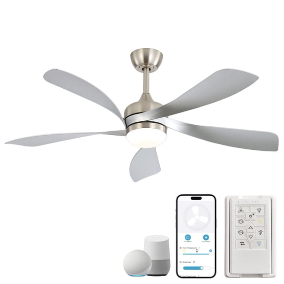 Sofucor 52" Smart Ceiling Fan, Indoor/Outdoor Ceiling Fans with Lights and Remote, Works with Alexa/Google/App, 3-Color Light 6-Speed Timing