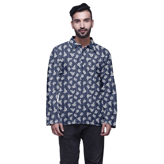 Atasi Long Sleeve Casual Clothing Printed Short Kurta For Men Ethnic Wear