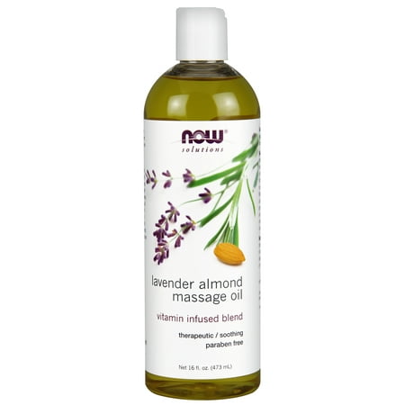 NOW Solutions, Lavender Almond Massage Oil, Vitamin Infused Blend, Therapeutic and Soothing, 16-Ounce