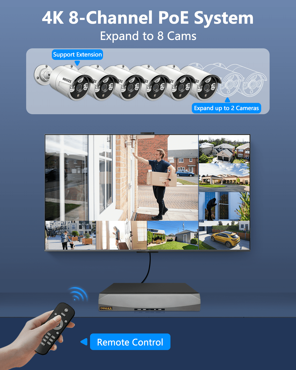 OOSSXX Outdoor Wired Security Camera System, 5MP POE Surveillance Cameras with Audio for Home Security