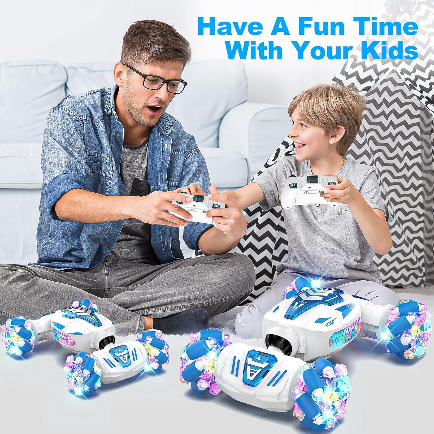 Remote Control Car for Kids, 360° Rotation Gesture Twist RC Stunt Car with Lights & Music for Christmas Birthday Gifts(Red)