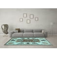 thumbnail image 3 of Ahgly Company Indoor Square Abstract Light Blue Modern Area Rugs, 7' Square, 3 of 4
