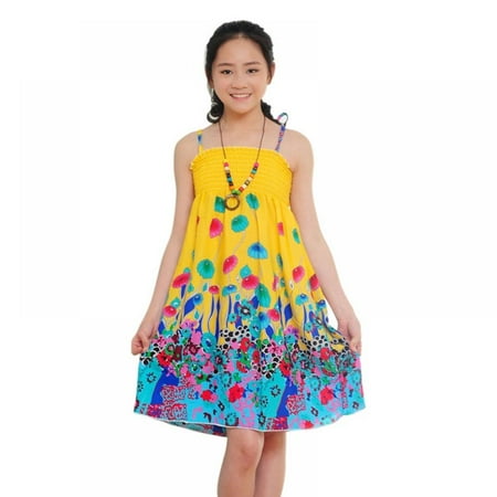 

SweetCandy 3-12Y Girls Dress Lovely Flower Clothes Bohemian Vestidos Dress Beach Clothes