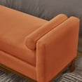 thumbnail image 6 of S-HOME Large Upholstered Boucle Fabric Ottoman with Pillows, Window Bench for Living Room, Home Entryway Seating, Orange, 6 of 7