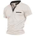 thumbnail image 2 of ALLLIST V-Neck Mens White Short Sleeve Solid Pullover Quarter Zip with Pocket T-Shirts Men's Polo Shirts, 2 of 6