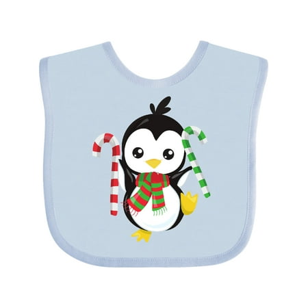 

Inktastic Christmas Penguin Penguin with Scarf Candy Cane Gift Baby Boy or Baby Girl Bib