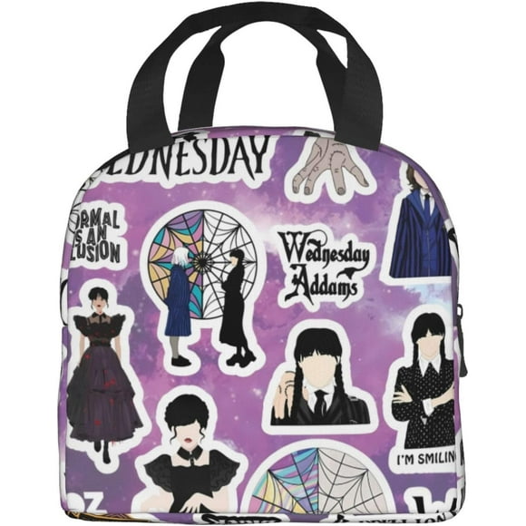 Wednesday Addams Lunch Bag Boîte à Lunch Isolée Réutilisable Sac Fourre-Tout Portable Sacs Imperméables pour Garçons Filles Sac à Lunch d'École