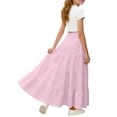 thumbnail image 3 of UQJfacai Girls Maxi Skirts High Waisted Boho Flowy Long Skirts Tween Girl Bow Summer Swing Ankle Length Tiered Skirt 4-15 Years, 3 of 8