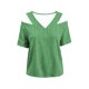 thumbnail image 5 of Neewe Women's 2026 Spring Summer Striped V Neck Short Sleeve Pullover Blouse Off Shoulder T-Shirts, 5 of 6