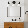 thumbnail image 3 of Design House Savannah Rustic 3-Light Matte Black Dimmable Vanity Light with White Metal Shades, 3 of 15