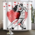 thumbnail image 3 of Lover''s Dance Shower Curtain Valentines Day Bathroom Curtain Set with Hooks, Red Heart Fingerprint Water Repellent Shower Curtain 72W x 72L inch, 3 of 5