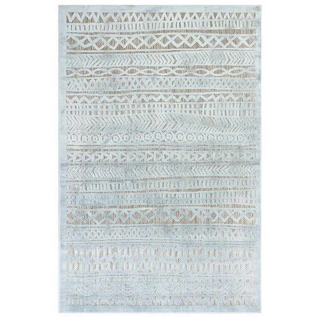 Trans-Ocean Importe RTO80703604 Liora Mannequin Rialto Tribal Stripe Tapis Intérieur et Extérieur & 44; Aqua - 7 Pi 10 Po x 9 Pi 10 Po.