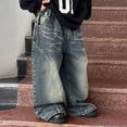 thumbnail image 4 of CAIVO Child Boys Denim Jeans Casual Wide Leg Flared Trousers For Summer Straight Pants Kids Stylish Loose Fit Youth Fashion Soft Solid Color Streetwear, 4 of 4