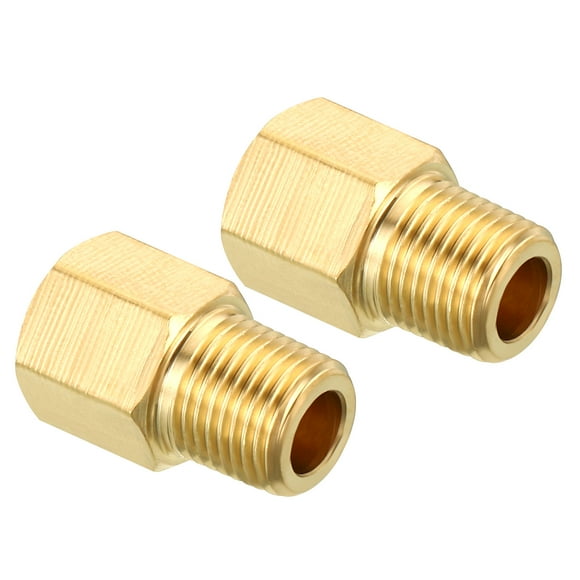Unique Bargains 1/8 NPT NPT Male x 1/8 NPT NPT Female Brass Pipe Fitting Hex Reducer Adaptor, 2 Pack