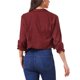 thumbnail image 3 of BLAZER CROP DE CHIFFON CON MANGAS RUCHADAS DE 3/4 Y SOLAPA ABIERTA PARA MUJERES INSPIRADAS EN CHIC COLOR ROJO VINO TAMAÑO XS, 3 of 6