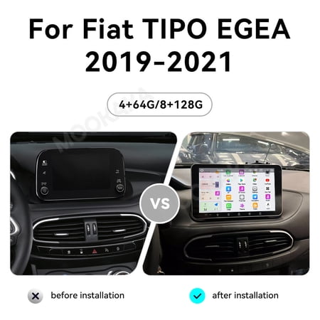MOOKAKA 10.1" Smart Display Car Radio Audio Media Player for Fiat TIPO EGEA 2019 2020 2021 Model Universal Navigation GPS Upgrade Headunit Android Replacement HD Screen Carplay Accessories