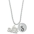 thumbnail image 1 of Delight Jewelry Silvertone Big Sister Silvertone Script Initial Disc - S - Charm Necklace, 20"+3", 1 of 4