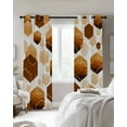 thumbnail image 3 of Fsddascl Orange Geometric Blackout Curtains for Bedroom/Living Room, Thermal Insulated Kitchen Curtains, Gold White Hexagon Modern Grommet Darkening Window Treatment Drapes 52"x72"x2, 3 of 8
