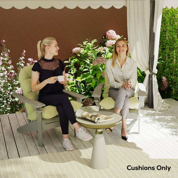 Outsunny Adirondack Chair Cushions Set of 2, Tufted High Back Patio Chair Cushions with Ties, Non-Slip Cushions for Adirondack Chairs, Beige