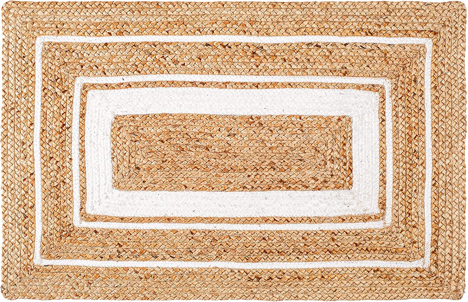 Savi Braided Jute Cotton Rag Rug 4x6 Feet Hand Woven Rug Living Room