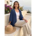 thumbnail image 2 of DARING DIVA Women's Linen Cardigan 3/4 Sleeve Open Front Lightweight Shrug M Dark Blue, 2 of 8