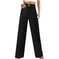 thumbnail image 1 of Diufon Womens High Waisted Pants Solid Color Wide Leg Pants Button Business Straight Trousers with Pockets, 1 of 6