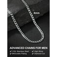 thumbnail image 6 of Suplight 4mm Cuban Curb Chain For Men Silver Stainless Steel 28 Inches Solid Miami Cuban Link Chain Necklace Hip Hop Jewelry, 6 of 7
