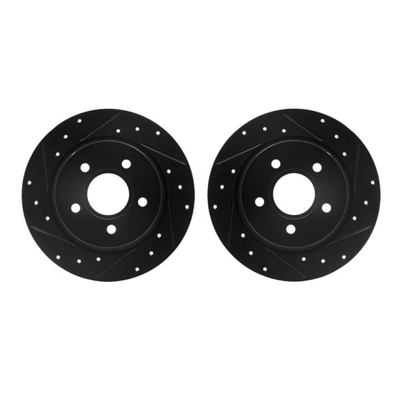 Dynamic Friction Company Rear Brake Rotors-Drilled and Slotted-Black 8002-54229