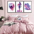 thumbnail image 4 of Girl Purple Watercolor Soccer Canvas WallColorful Sneakers Posters Prints Wall Decor Pictures Sports Theme Football Painting for Bedroom Girls Room Teen Kids Playroom Artwork Home, 4 of 6