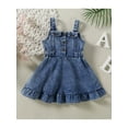 thumbnail image 2 of Spewahor Toddler Girls Summer Denim Dress, Fashion Sleeveless Button Down Ruffle Tank Dress 6M-4T, 2 of 8
