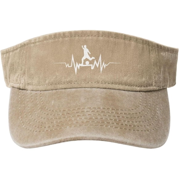 Soccer Ball Heartbeat Hat Cotton Funny Empty Top Baseball Sun Cap Visor Hats for Men Women Black