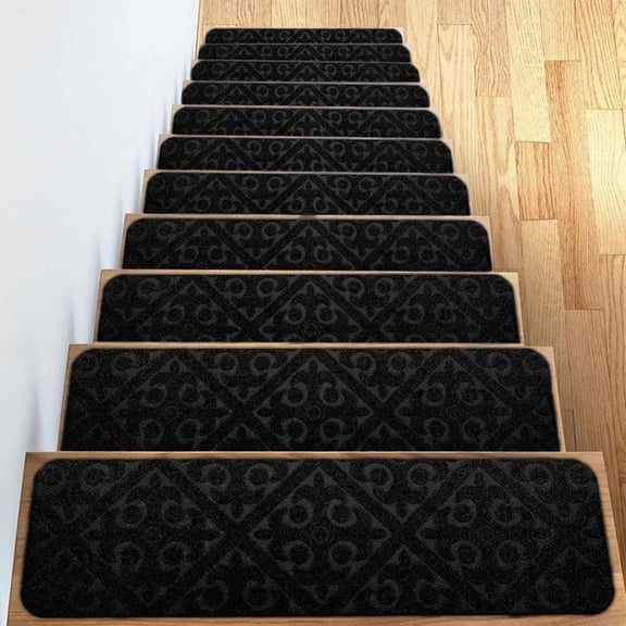 Djunllk Stair Treads - Non Slip Carpet Stair Treads for Wooden Steps, Self-Adhesive Cuttable Stair Runner for Kids Pets Elderly, 29 x 7 inch