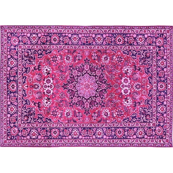 Ahgly Company Indoor Rectangle Medallion Pink Traditional Area Rugs, 8' x 10'